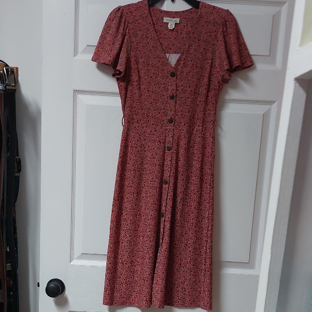 Monteau Red Floral Midi Dress - Picture 6 of 6